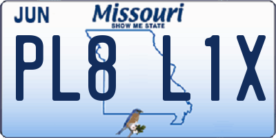 MO license plate PL8L1X