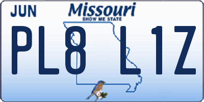 MO license plate PL8L1Z