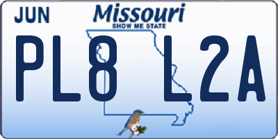 MO license plate PL8L2A