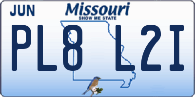 MO license plate PL8L2I