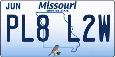 MO license plate PL8L2W
