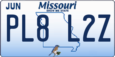 MO license plate PL8L2Z