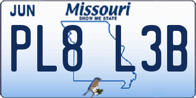 MO license plate PL8L3B