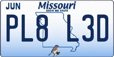 MO license plate PL8L3D