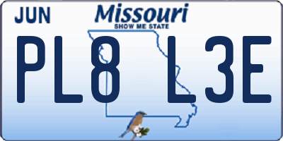 MO license plate PL8L3E