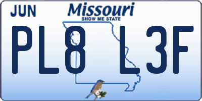 MO license plate PL8L3F