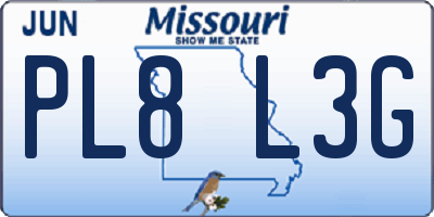 MO license plate PL8L3G