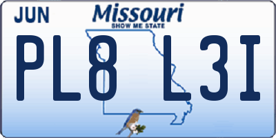 MO license plate PL8L3I