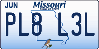 MO license plate PL8L3L