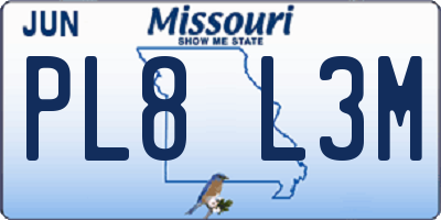 MO license plate PL8L3M
