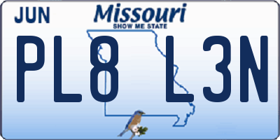 MO license plate PL8L3N