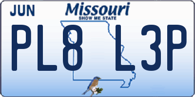 MO license plate PL8L3P