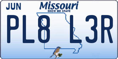MO license plate PL8L3R