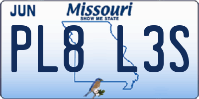 MO license plate PL8L3S
