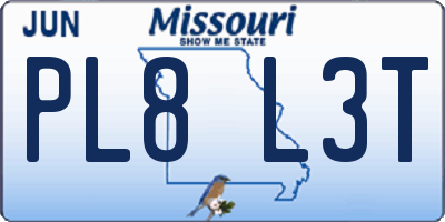 MO license plate PL8L3T