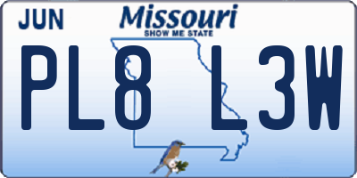 MO license plate PL8L3W