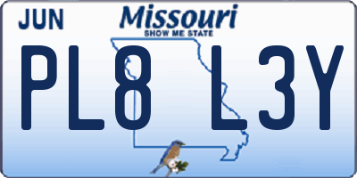 MO license plate PL8L3Y