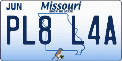 MO license plate PL8L4A