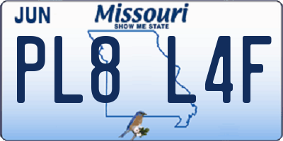 MO license plate PL8L4F