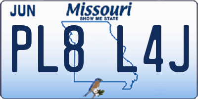 MO license plate PL8L4J