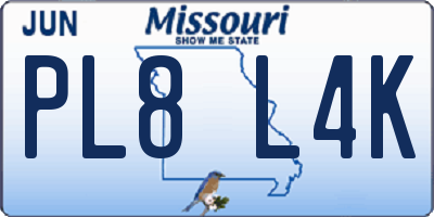 MO license plate PL8L4K