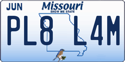MO license plate PL8L4M