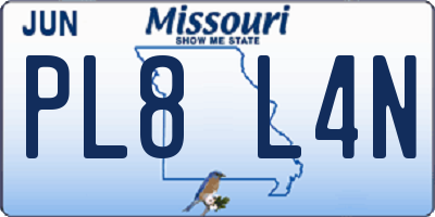 MO license plate PL8L4N
