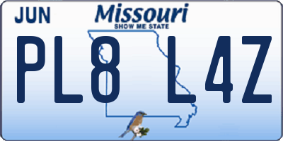MO license plate PL8L4Z
