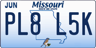 MO license plate PL8L5K