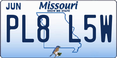 MO license plate PL8L5W