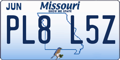 MO license plate PL8L5Z