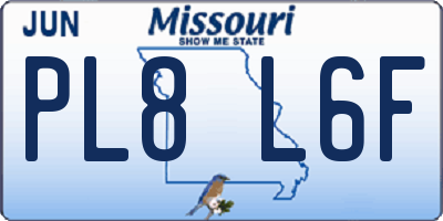 MO license plate PL8L6F