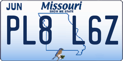 MO license plate PL8L6Z