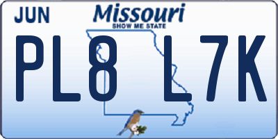 MO license plate PL8L7K