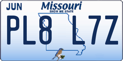 MO license plate PL8L7Z