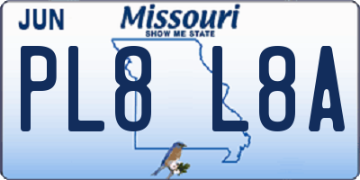 MO license plate PL8L8A