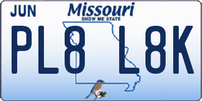 MO license plate PL8L8K
