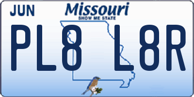 MO license plate PL8L8R