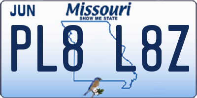 MO license plate PL8L8Z