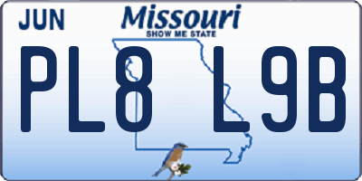 MO license plate PL8L9B