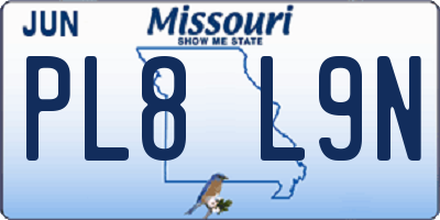 MO license plate PL8L9N