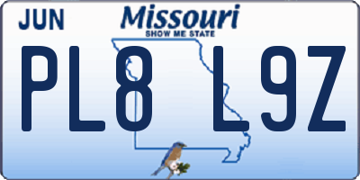 MO license plate PL8L9Z