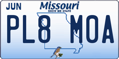 MO license plate PL8M0A