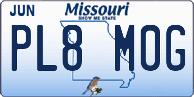 MO license plate PL8M0G
