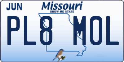 MO license plate PL8M0L