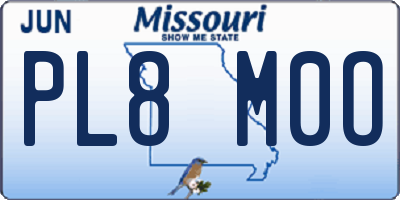 MO license plate PL8M0O