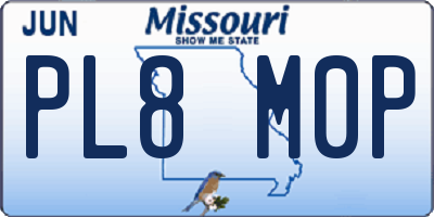 MO license plate PL8M0P
