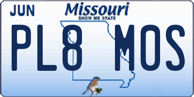MO license plate PL8M0S