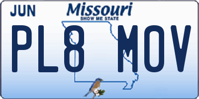MO license plate PL8M0V