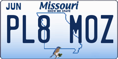 MO license plate PL8M0Z